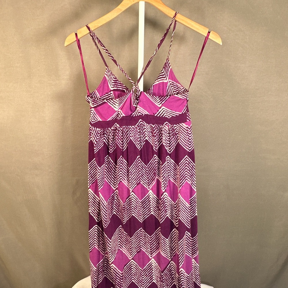 Ann Taylor LOFT Petites Maxi Dress Purple Chevron Geometric XSP Rayon Tencel